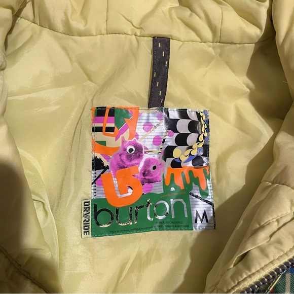 Burton Womens Size M Dryride Activity Jacket Yellow Plaid Hooded Vented Arms - Picture 7 of 11